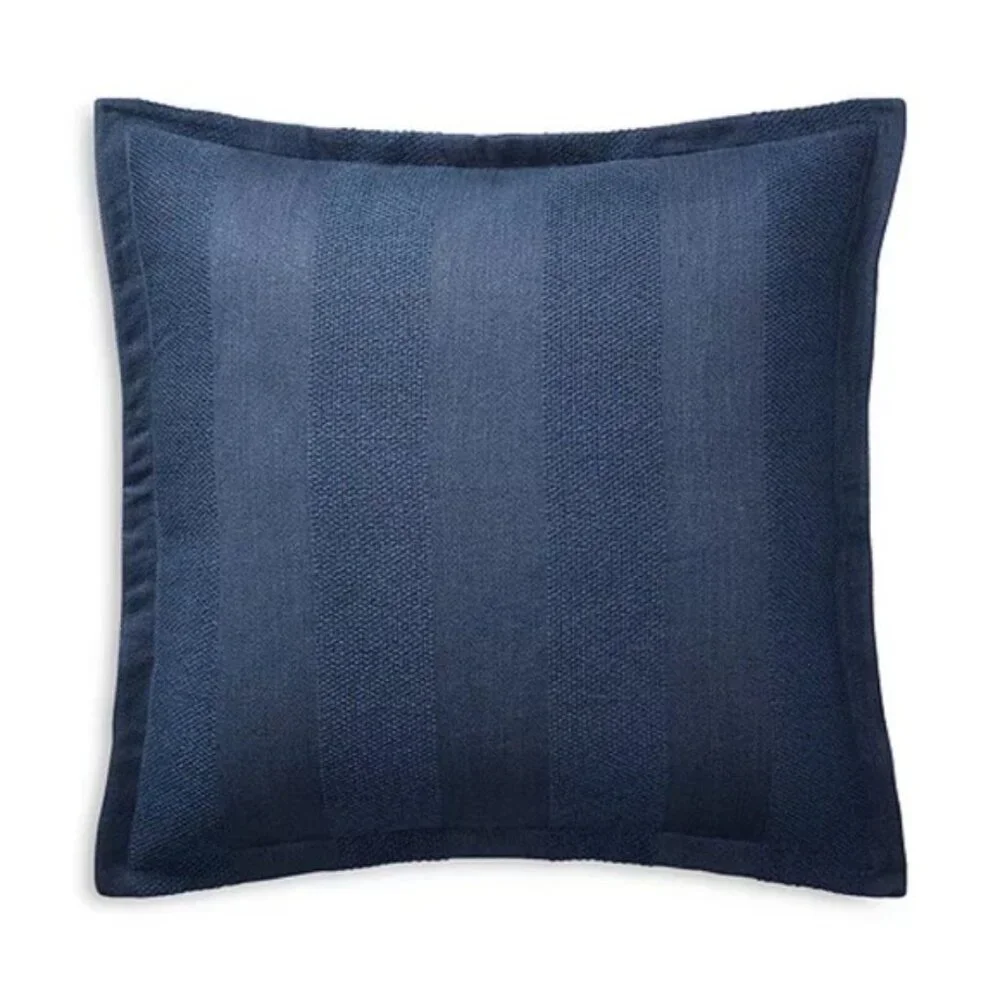 Ralph Lauren Eva Woven-Stripe Euro Sham in Dark Blue, NWT